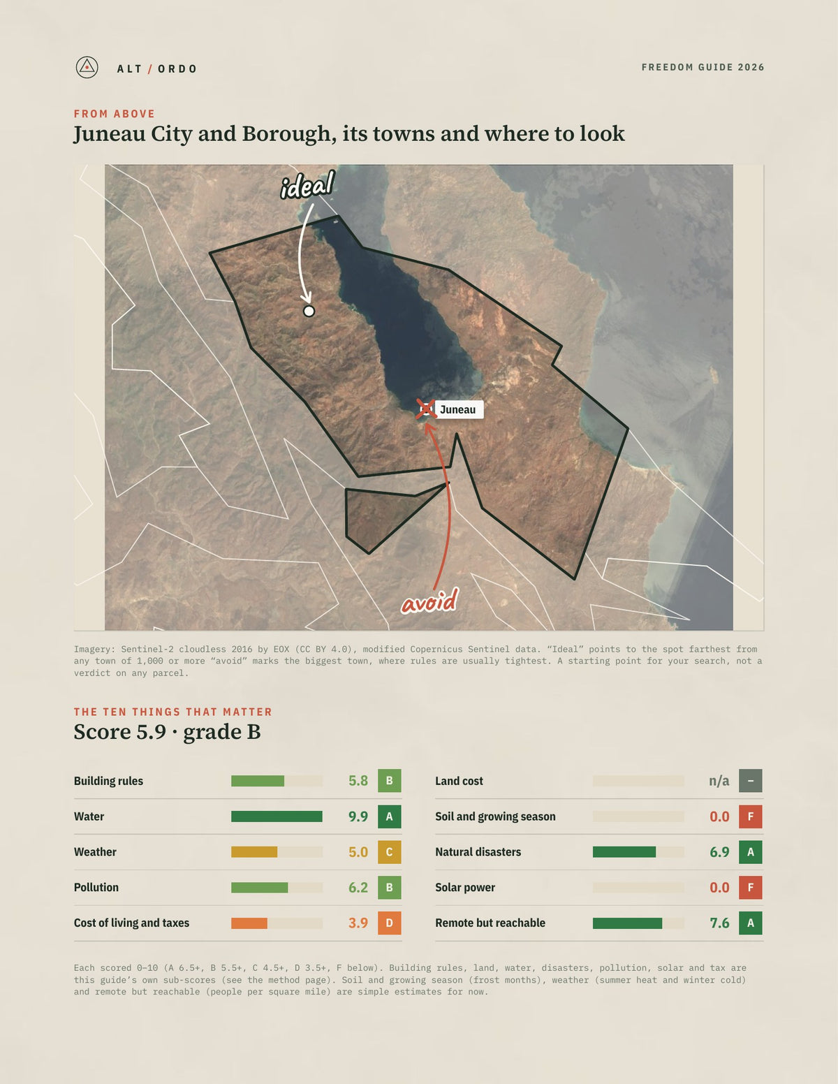 Juneau City and Borough, Alaska Off-Grid Guide 2026 from above
