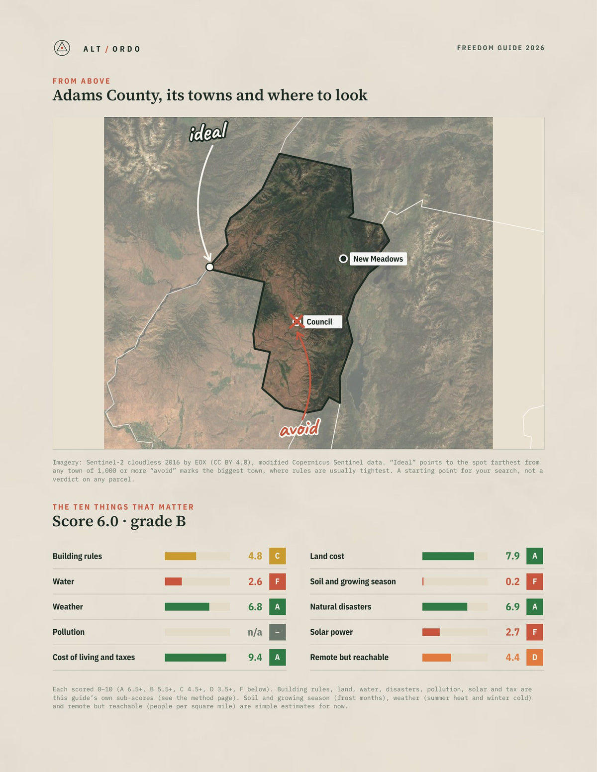 Adams County, Idaho Off-Grid Guide 2026 from above