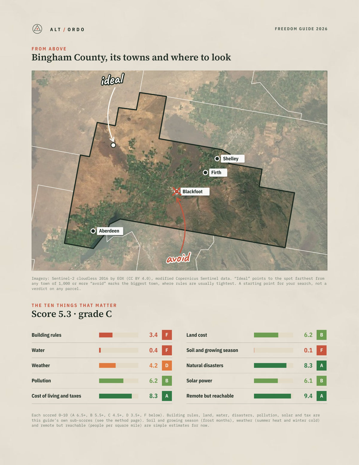 Bingham County, Idaho Off-Grid Guide 2026 from above
