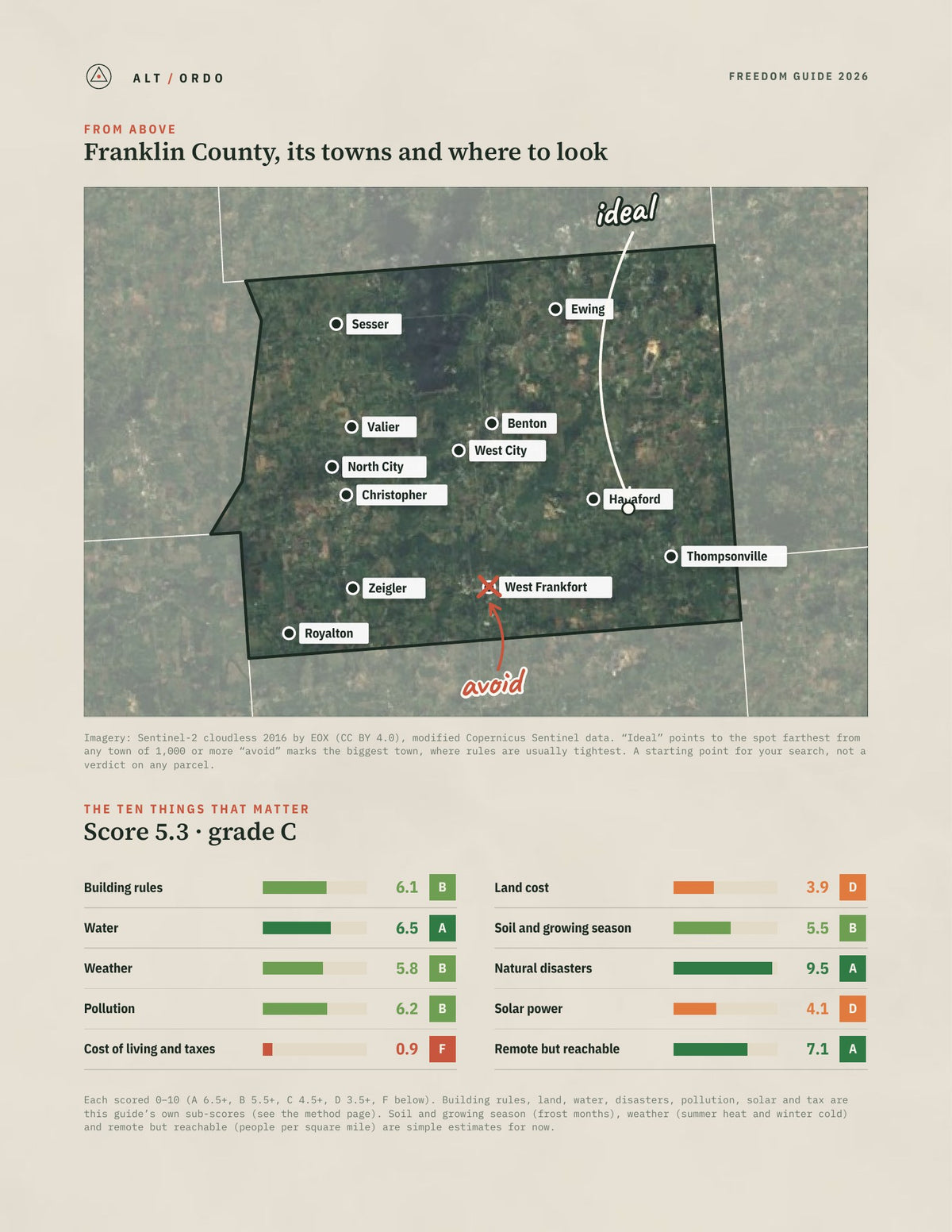 Franklin County, Illinois Off-Grid Guide 2026 from above