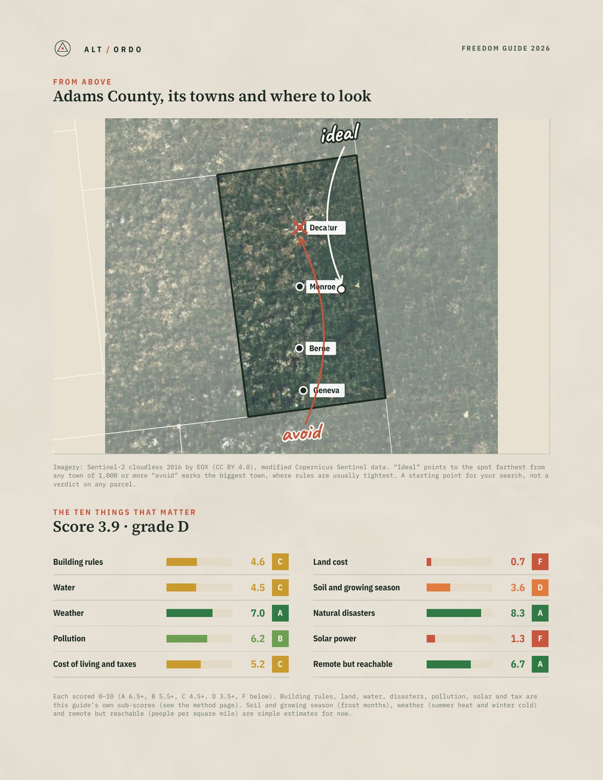 Adams County, Indiana Off-Grid Guide 2026 from above