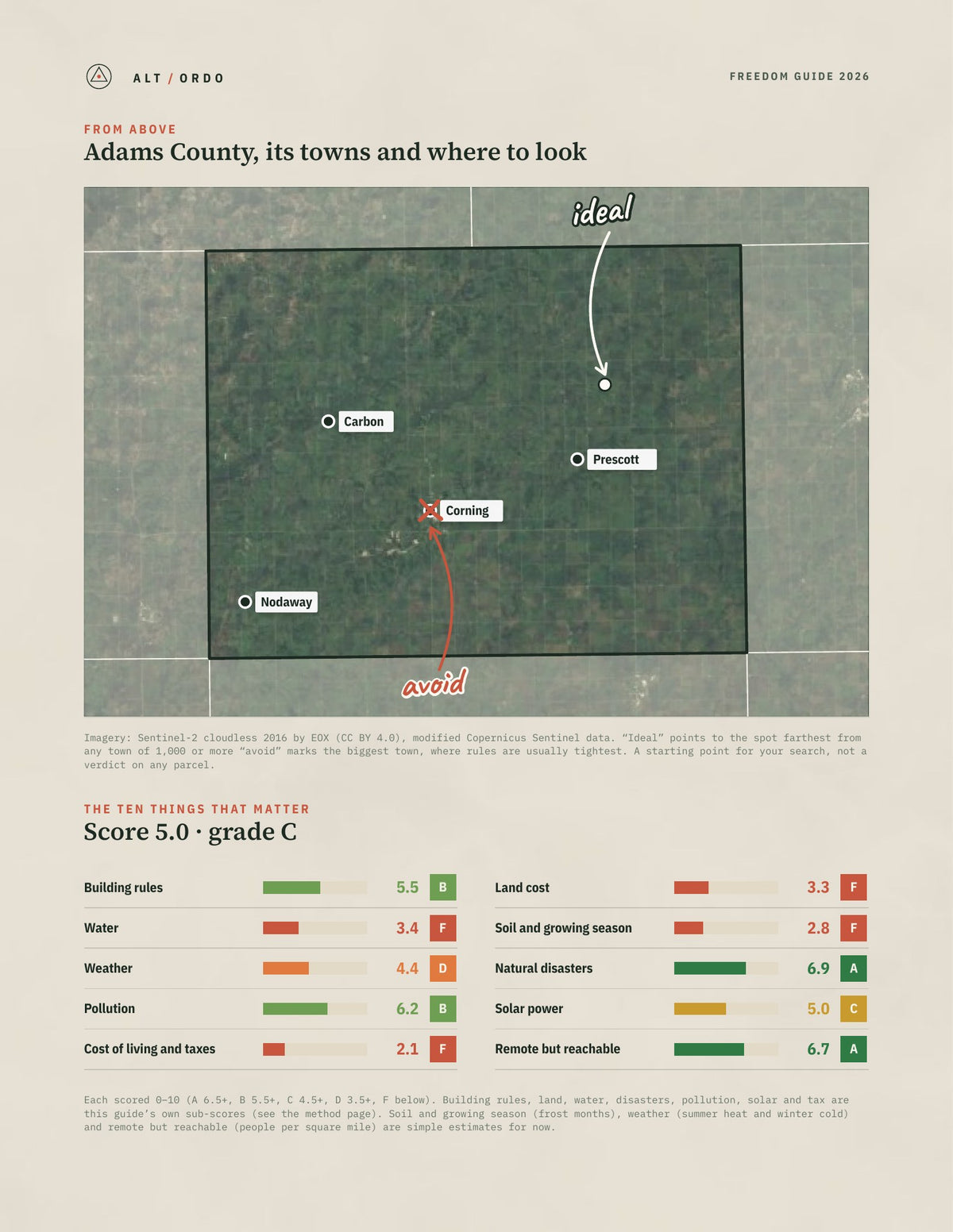 Adams County, Iowa Off-Grid Guide 2026 from above