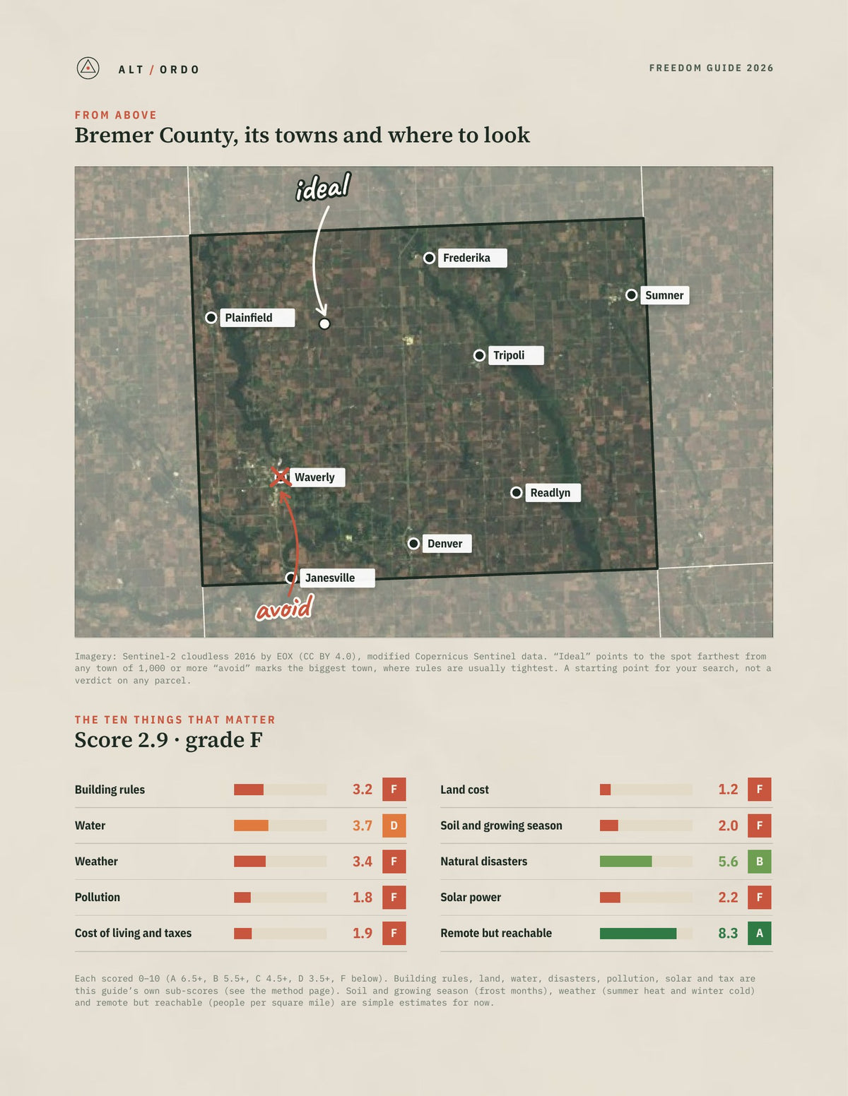 Bremer County, Iowa Off-Grid Guide 2026 from above