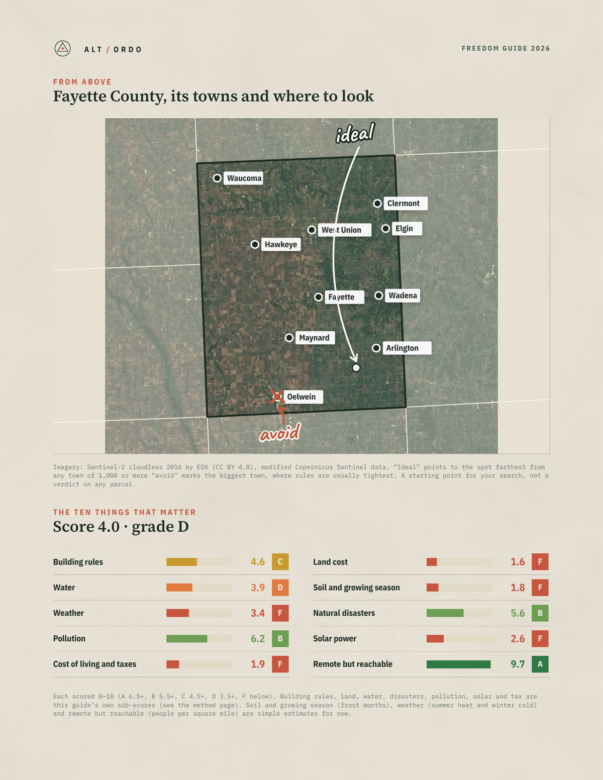 Fayette County, Iowa Off-Grid Guide 2026 from above