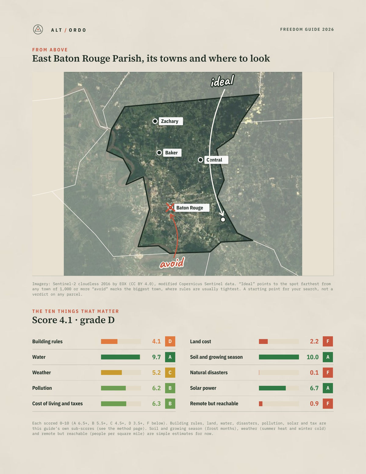 East Baton Rouge Parish, Louisiana Off-Grid Guide 2026 from above