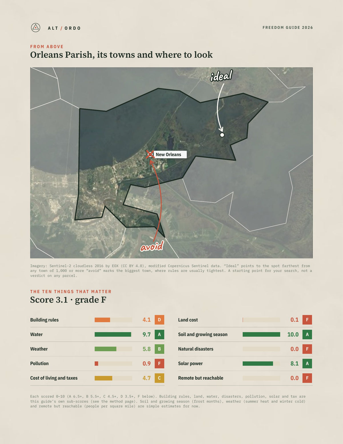 Orleans Parish, Louisiana Off-Grid Guide 2026 from above