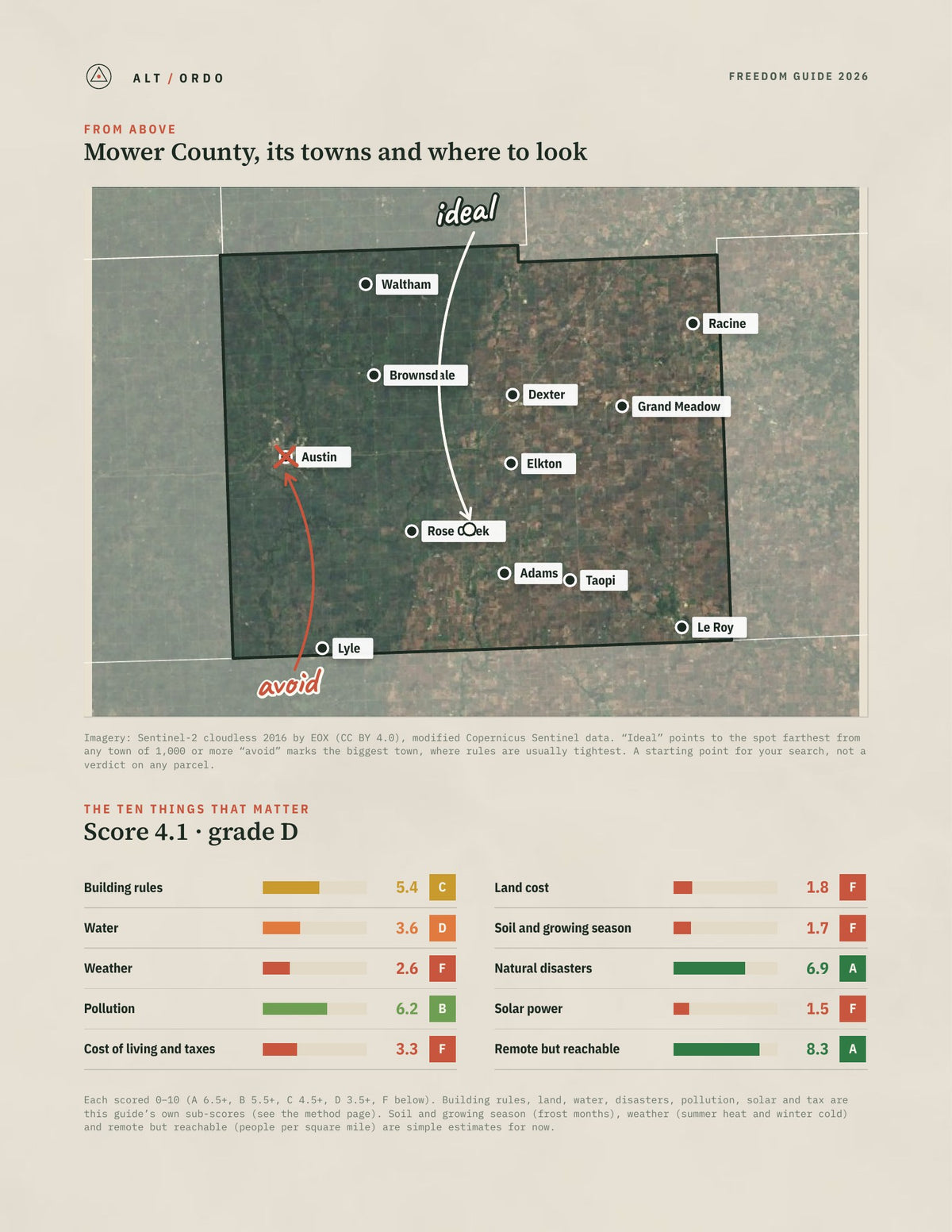 Mower County, Minnesota Off-Grid Guide 2026 from above