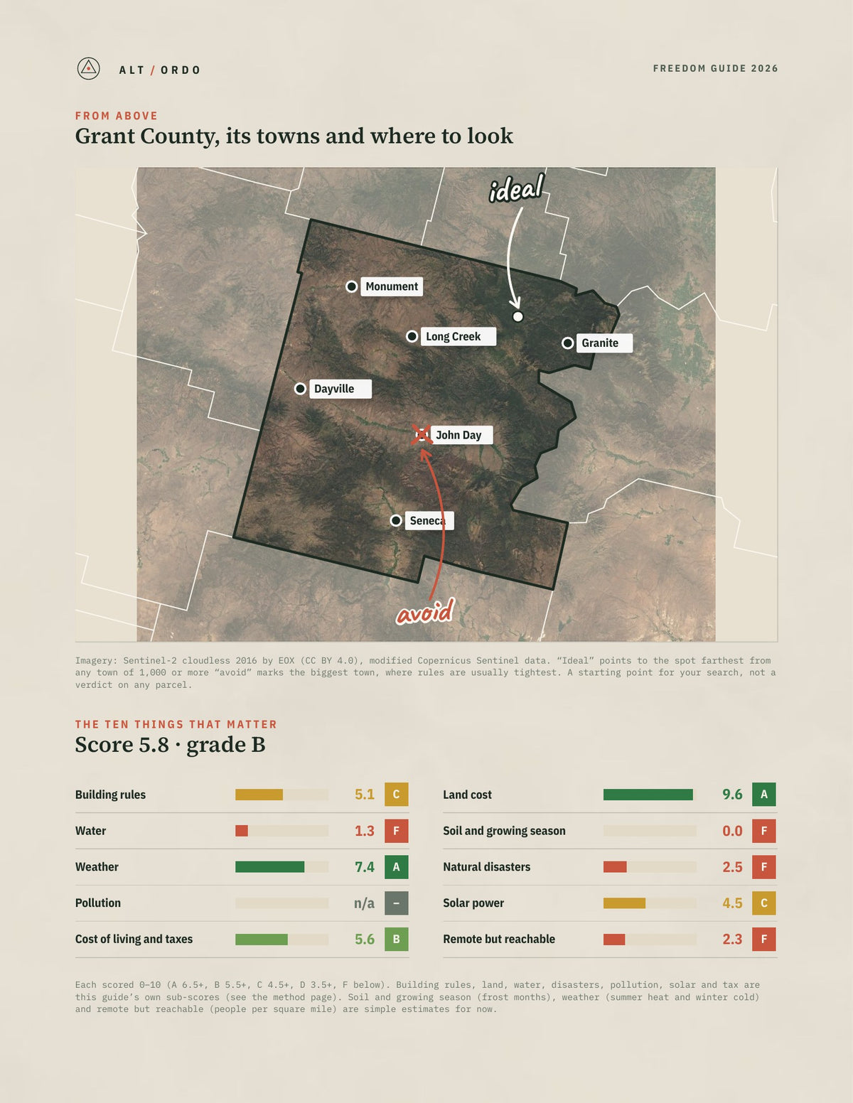 Grant County, Oregon Off-Grid Guide 2026 from above