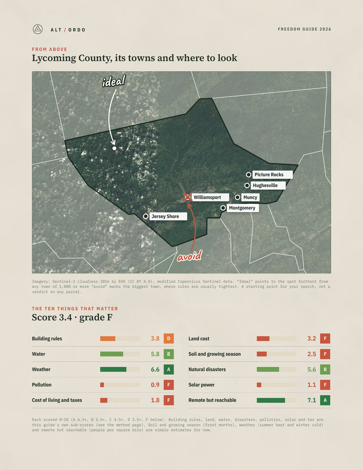 Lycoming County, Pennsylvania Off-Grid Guide 2026 from above