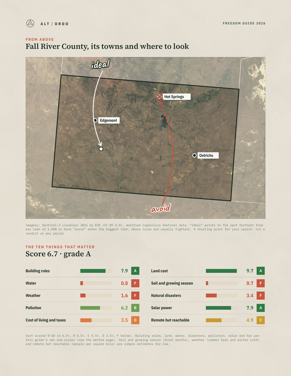 Fall River County, South Dakota Off-Grid Guide 2026 from above
