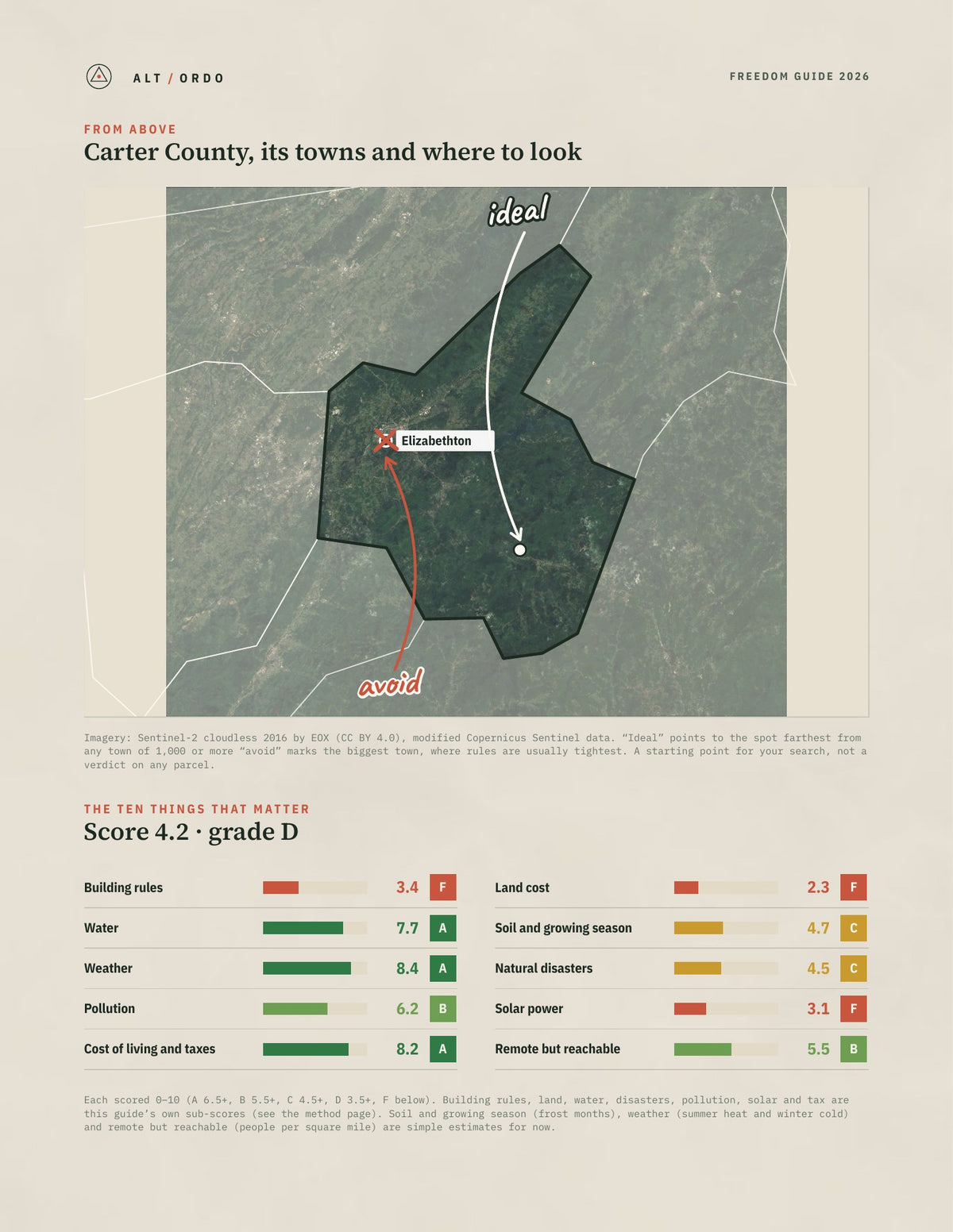 Carter County, Tennessee Off-Grid Guide 2026 from above