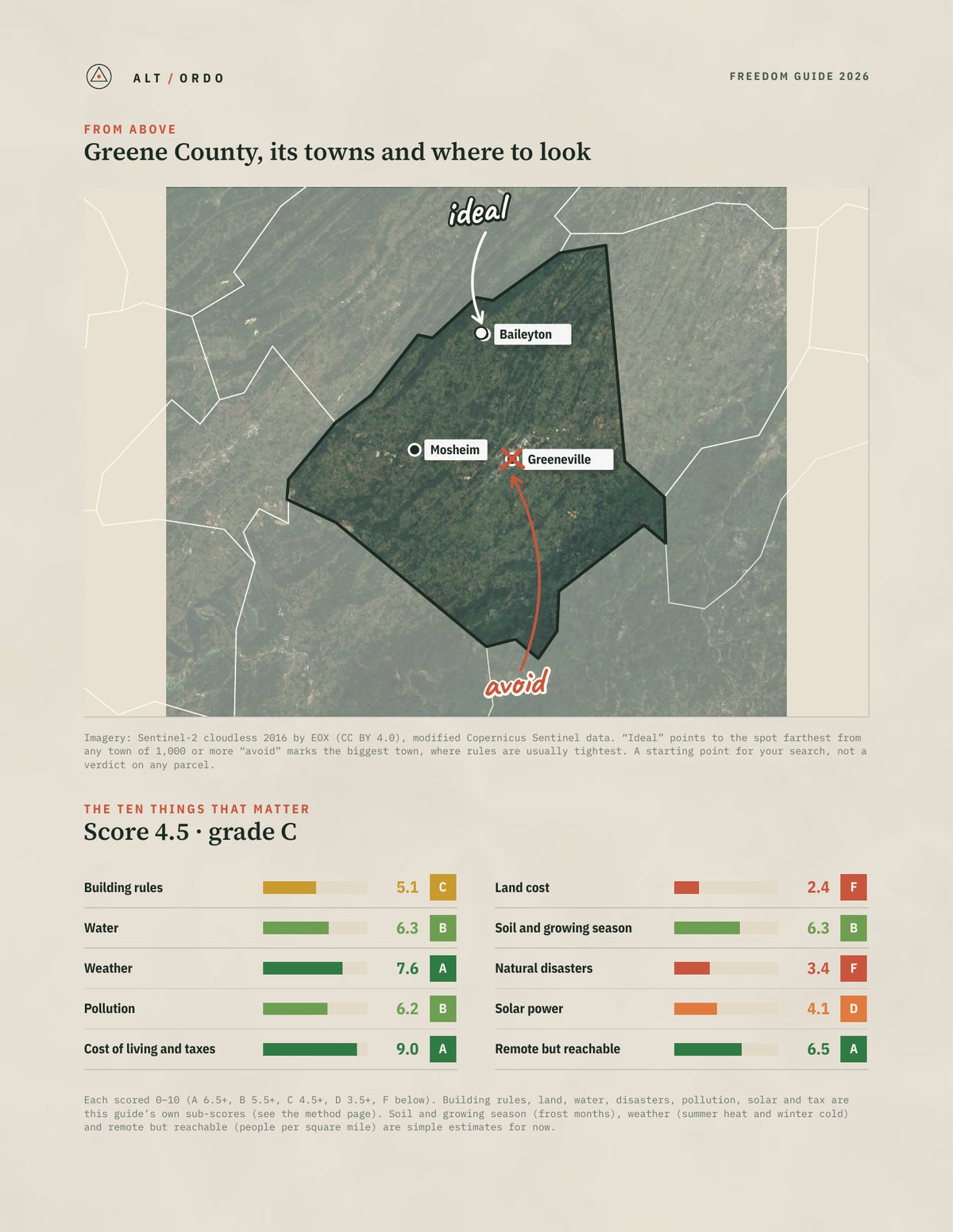 Greene County, Tennessee Off-Grid Guide 2026 from above