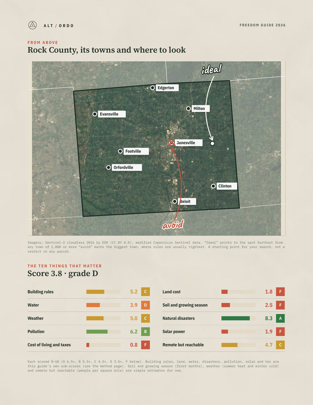 Rock County, Wisconsin Off-Grid Guide 2026 from above