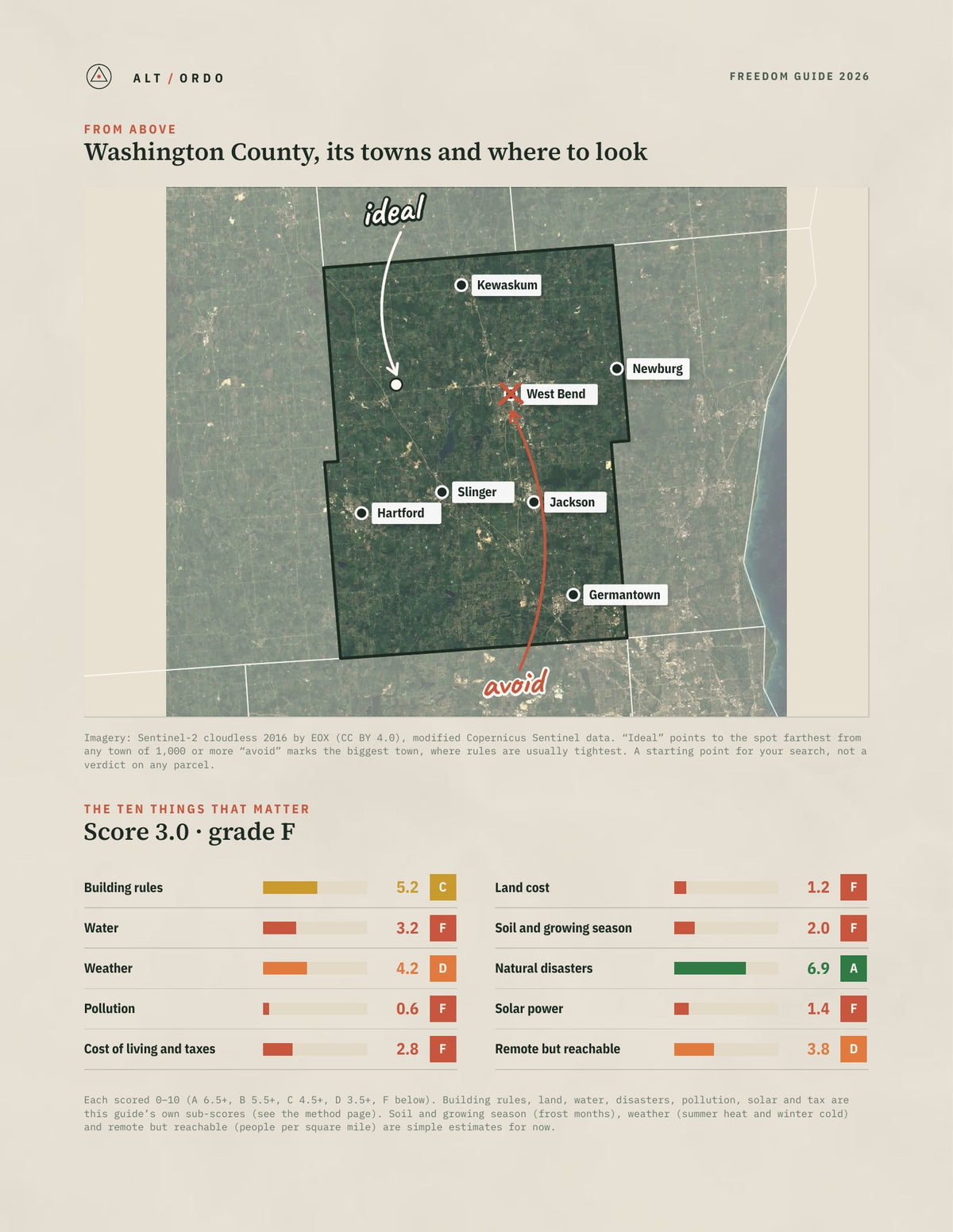 Washington County, Wisconsin Off-Grid Guide 2026 from above