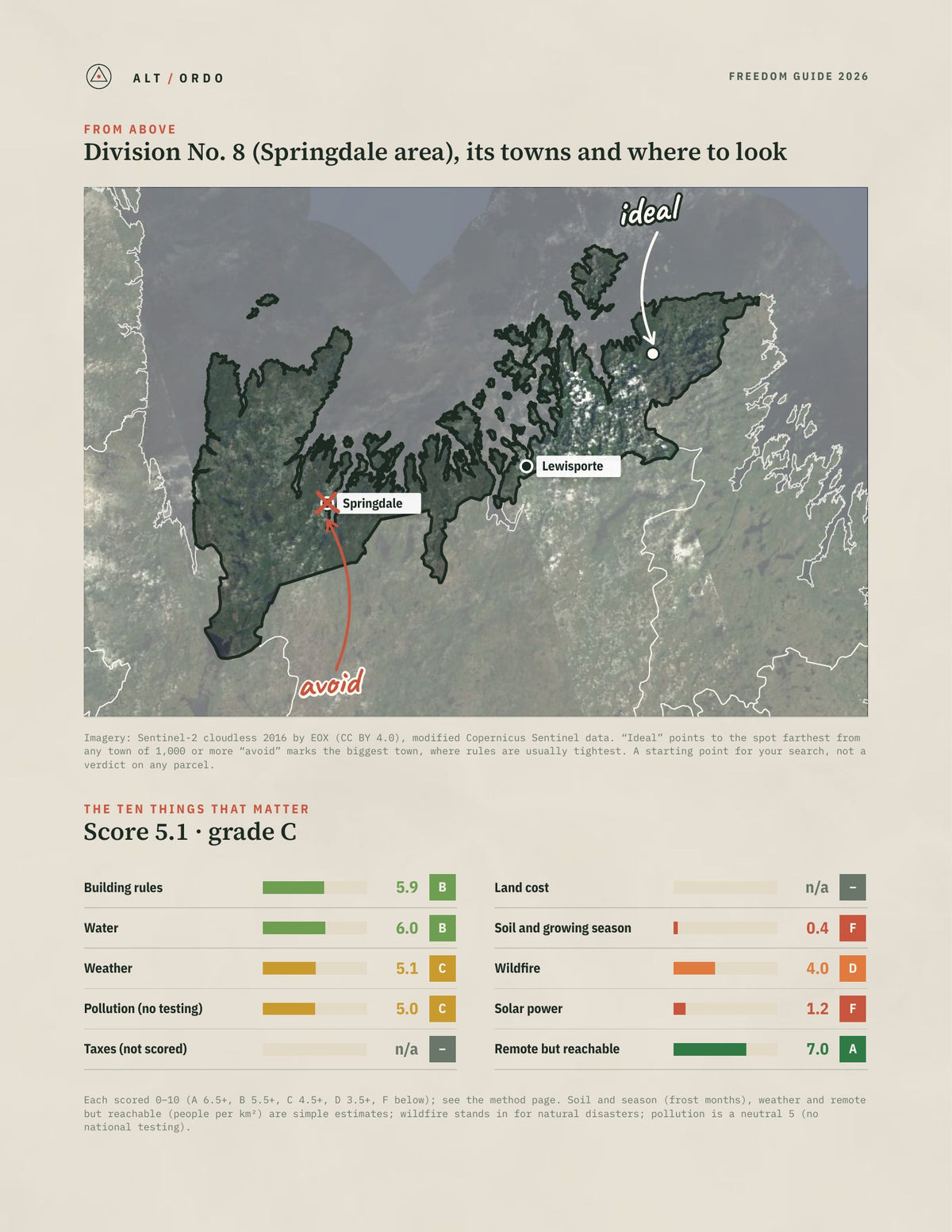 Division No. 8 (Springdale area), Newfoundland and Labrador Off-Grid Guide 2026 from above