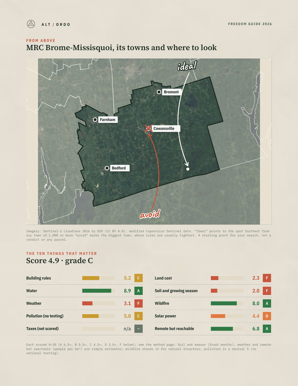 MRC Brome-Missisquoi, Quebec Off-Grid Guide 2026 from above