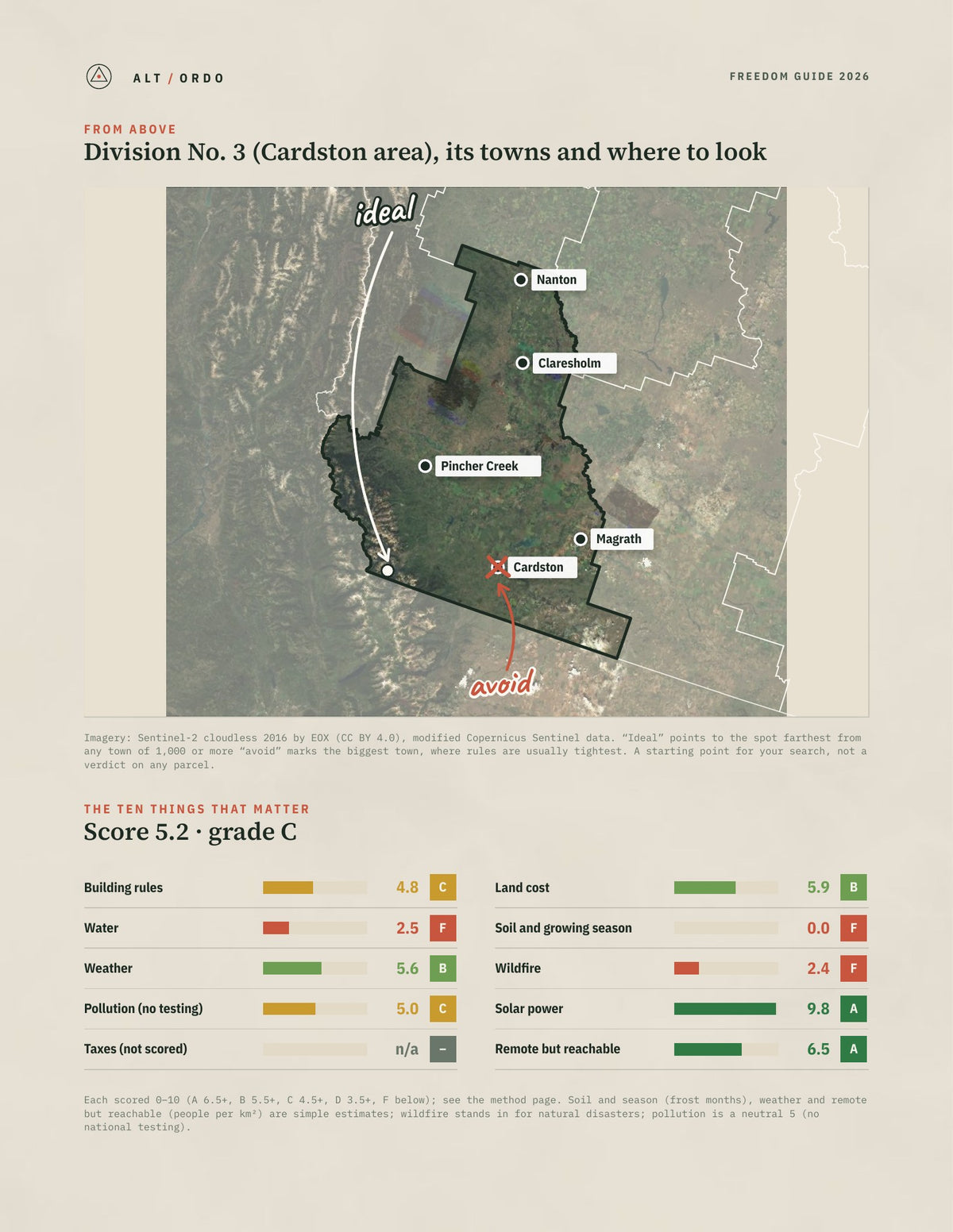 Division No. 3 (Cardston area), Alberta Off-Grid Guide 2026 from above