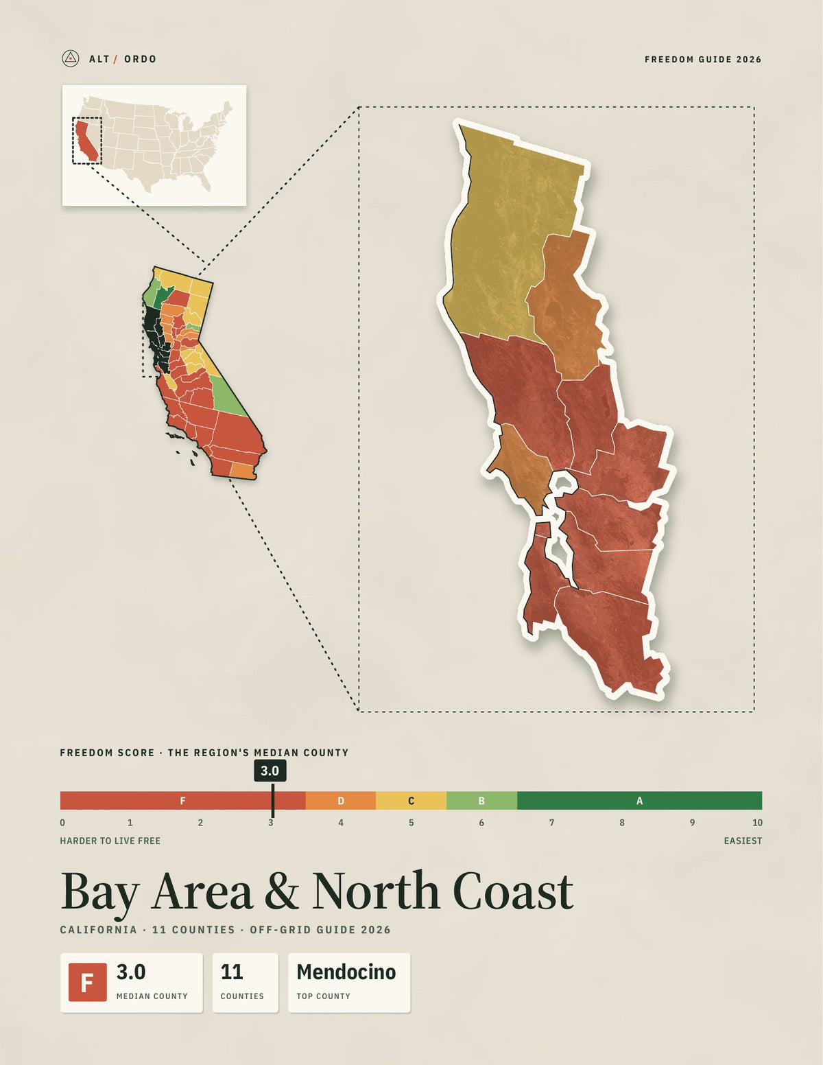 Bay Area & North Coast, California Off-Grid Guide 2026: 11 Counties Rated