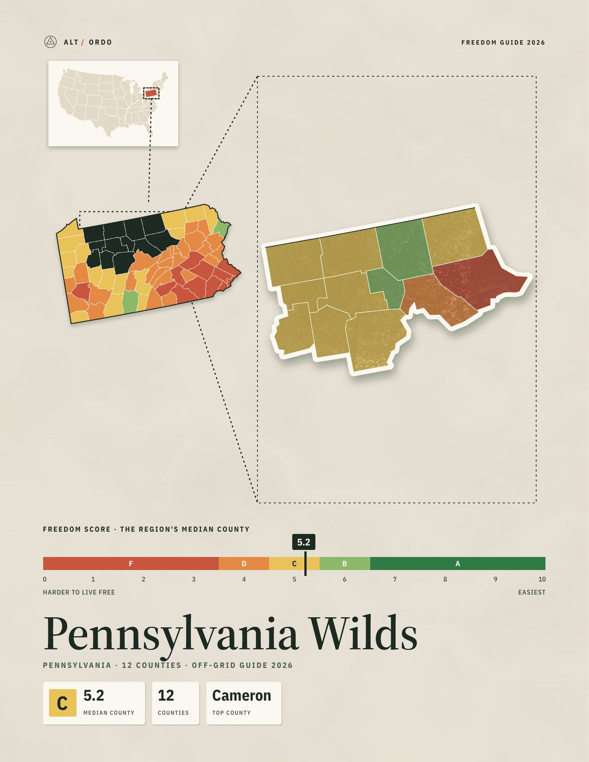Pennsylvania Wilds, Pennsylvania Off-Grid Guide 2026: 12 Counties Rated