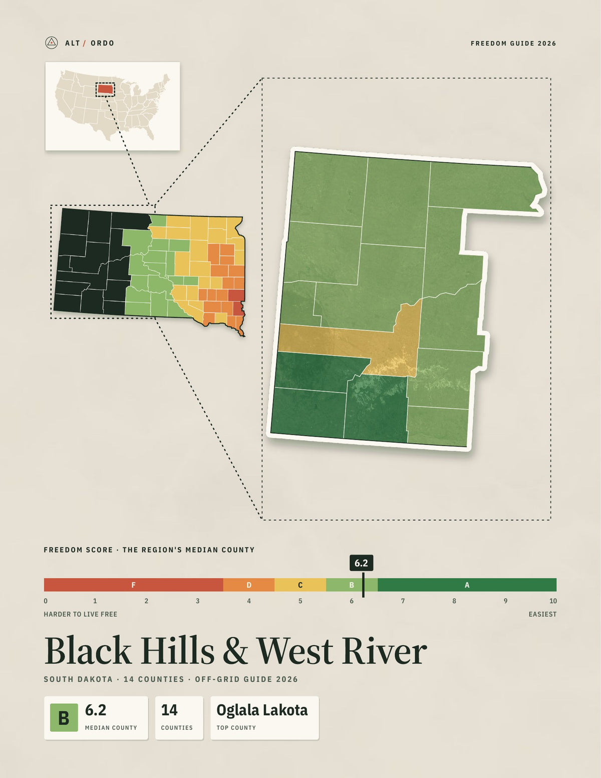 Black Hills & West River, South Dakota Off-Grid Guide 2026: 14 Counties Rated