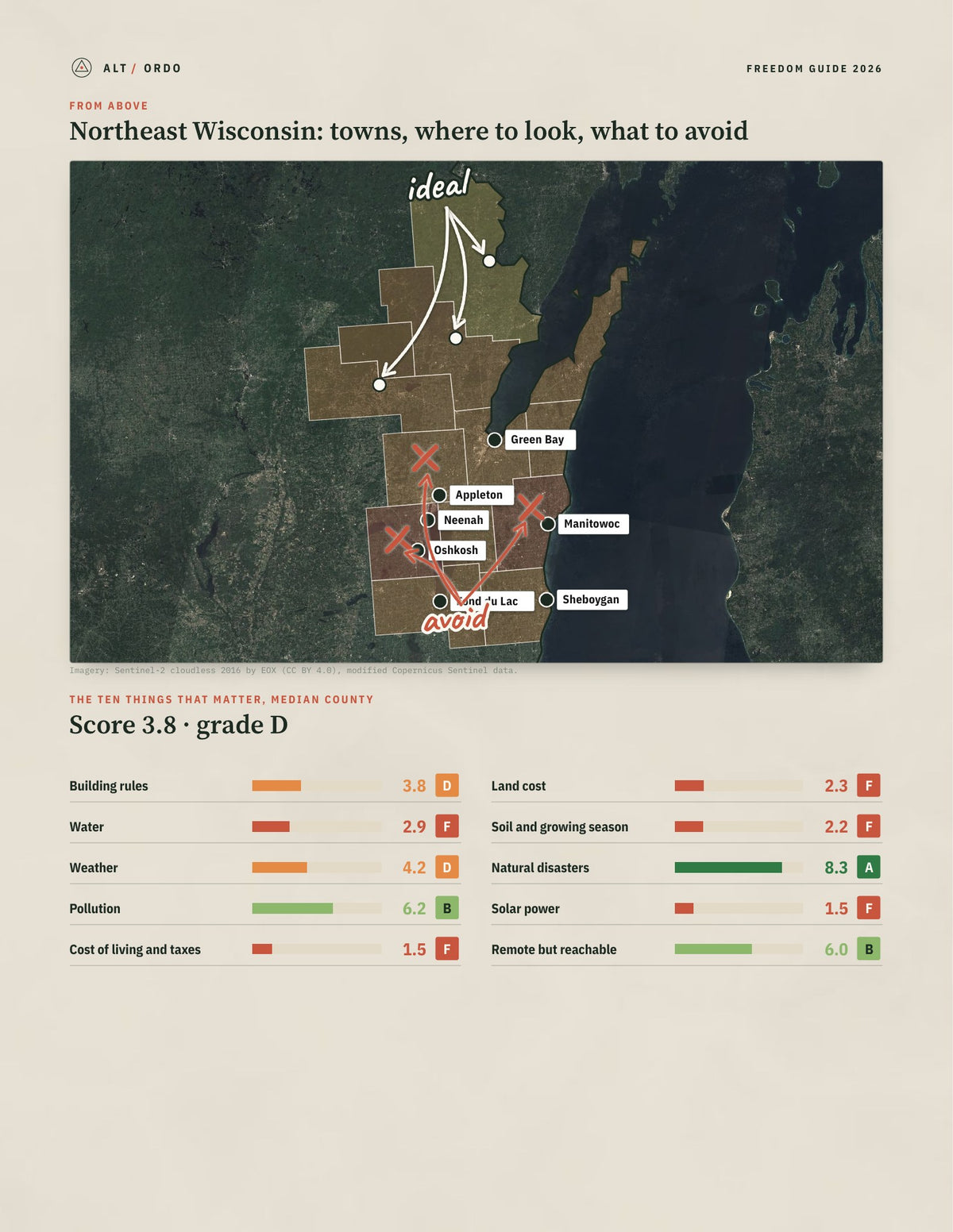 Northeast Wisconsin, Wisconsin Off-Grid Guide 2026: 13 Counties Rated from above