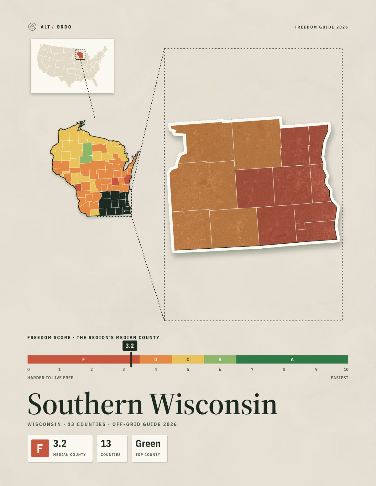 Southern Wisconsin, Wisconsin Off-Grid Guide 2026: 13 Counties Rated