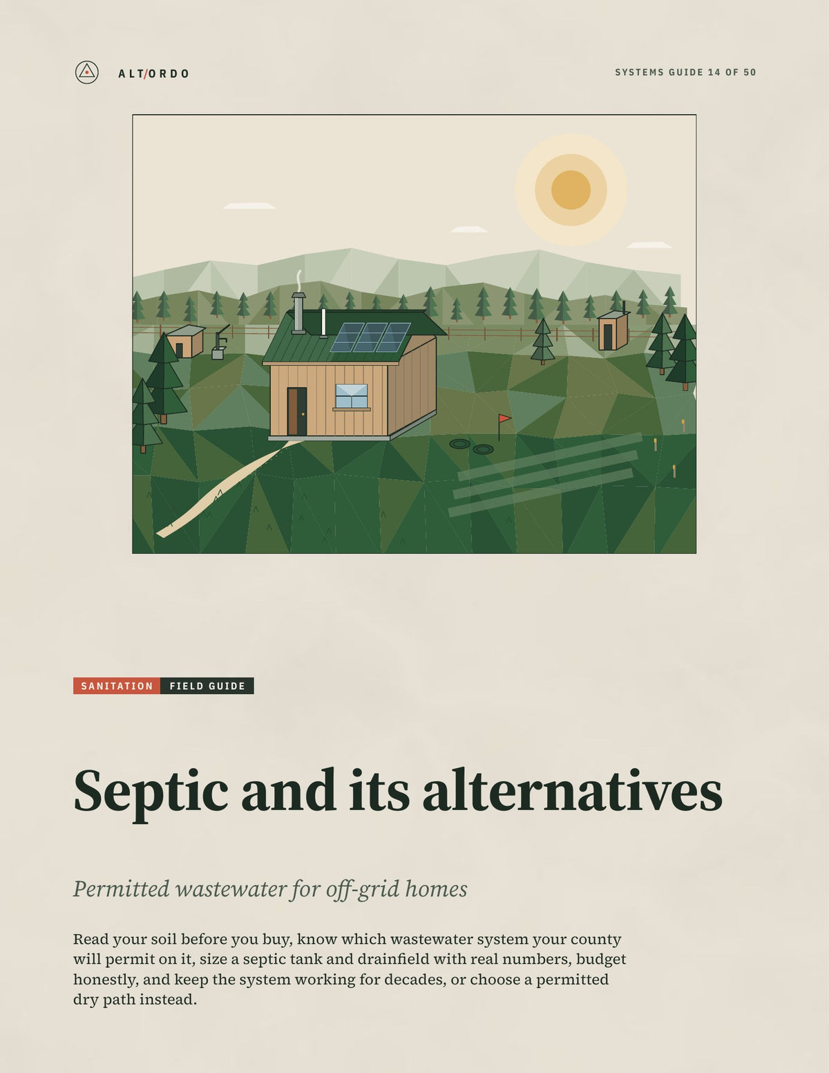 Septic and its alternatives: Permitted wastewater for off-grid homes · Alt Ordo Systems Guide: cover