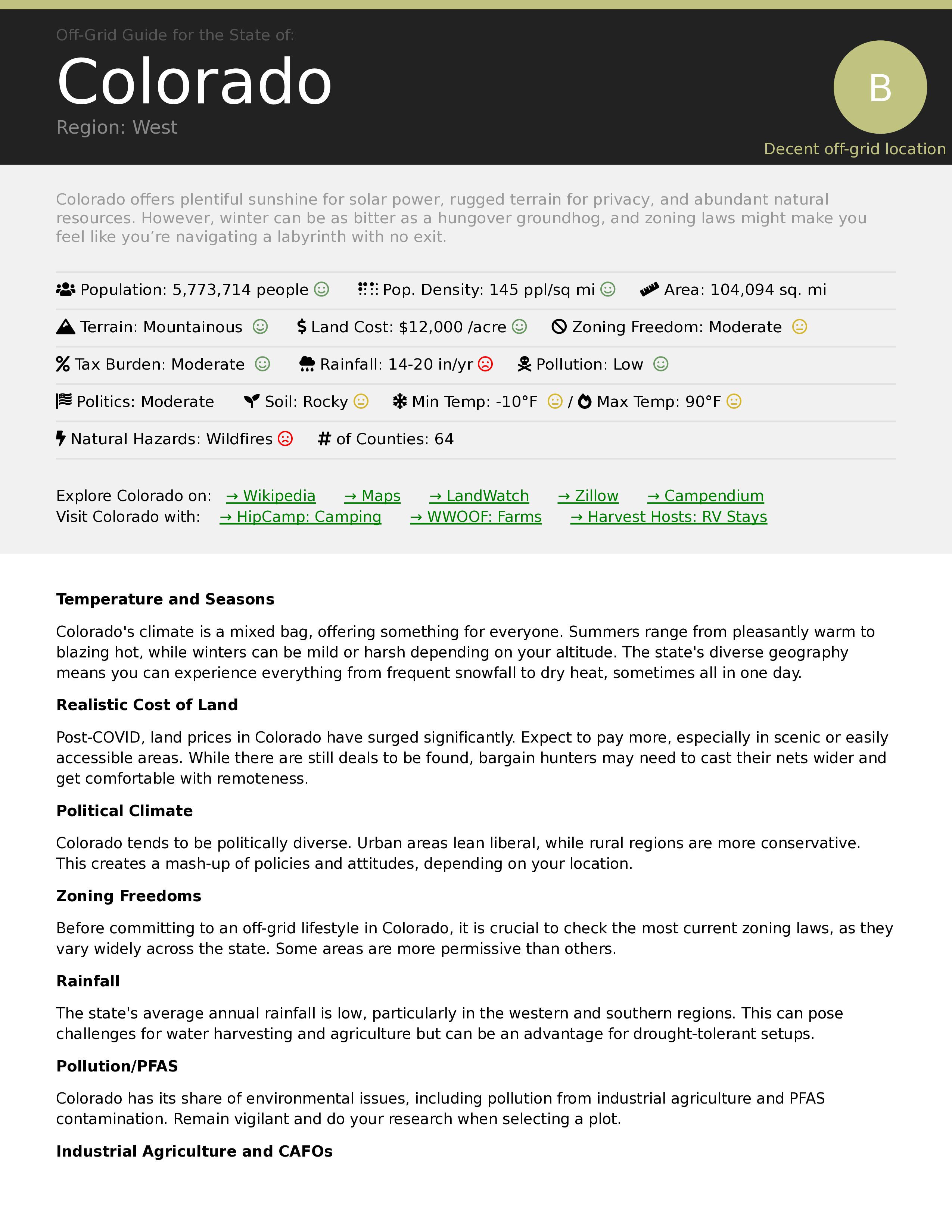 Colorado Off-Grid Guide PDF Download: 64 Counties Rated