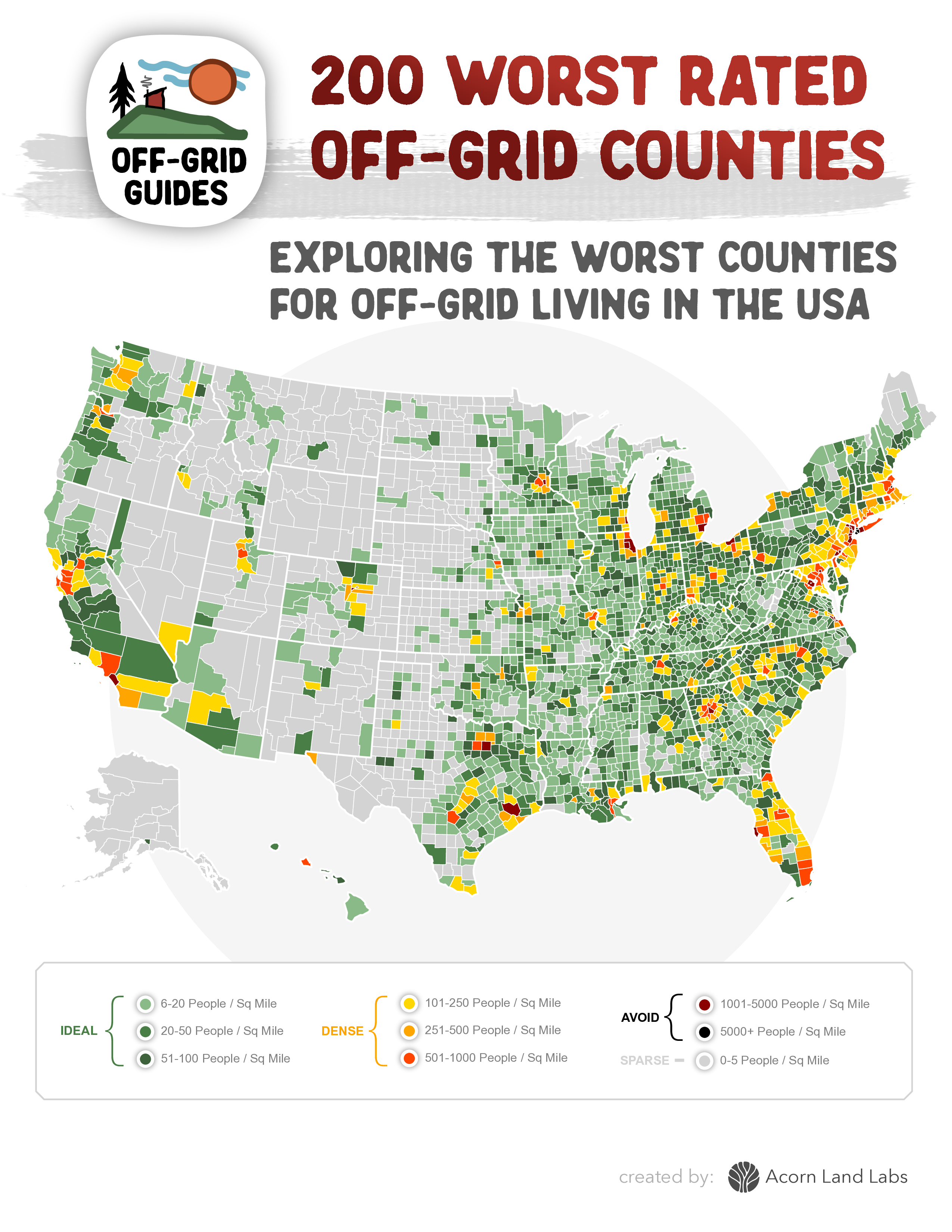 All 200 Worst USA Counties for Off-Grid Guide Living PDF Download