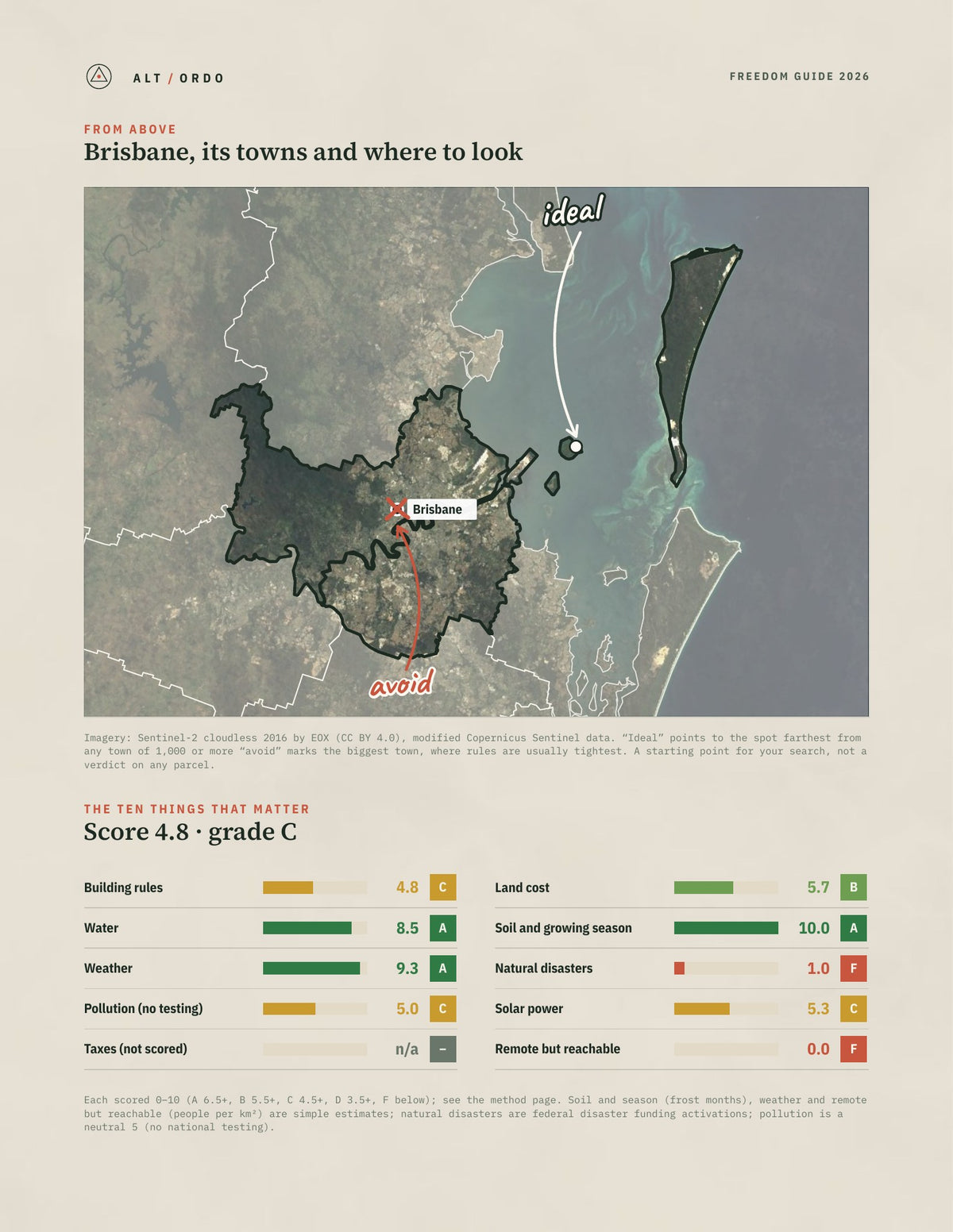 Brisbane, Queensland Off-Grid Guide 2026 from above