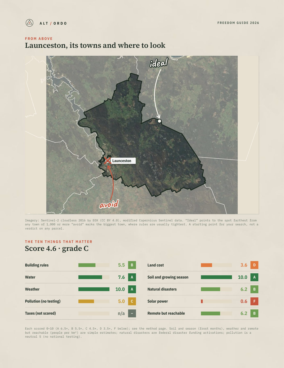 Launceston, Tasmania Off-Grid Guide 2026 from above