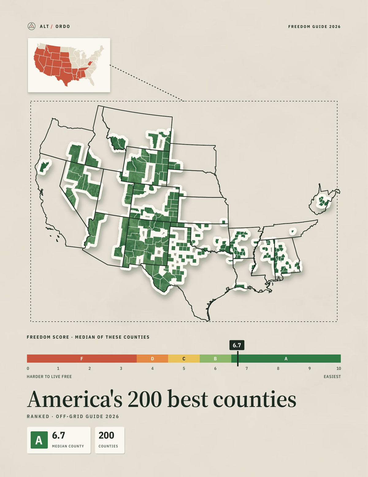 200 Best Counties in America for Off-Grid Living (2026)
