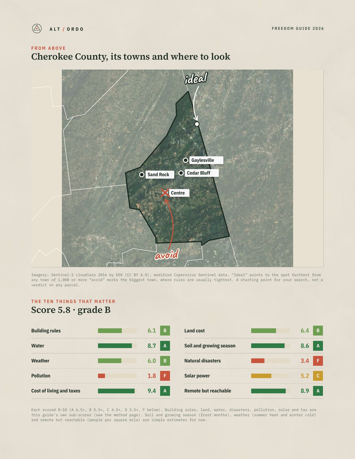 Cherokee County, Alabama Off-Grid Guide 2026 from above