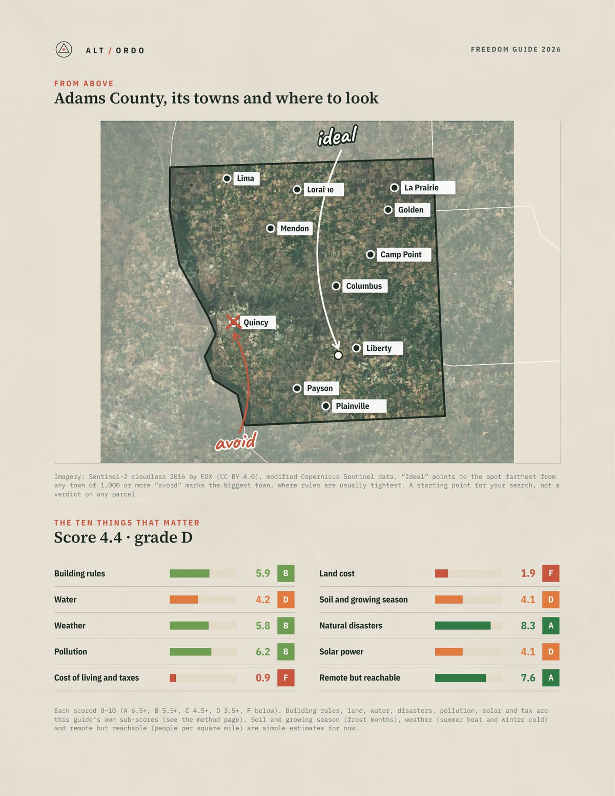 Adams County, Illinois Off-Grid Guide 2026 from above