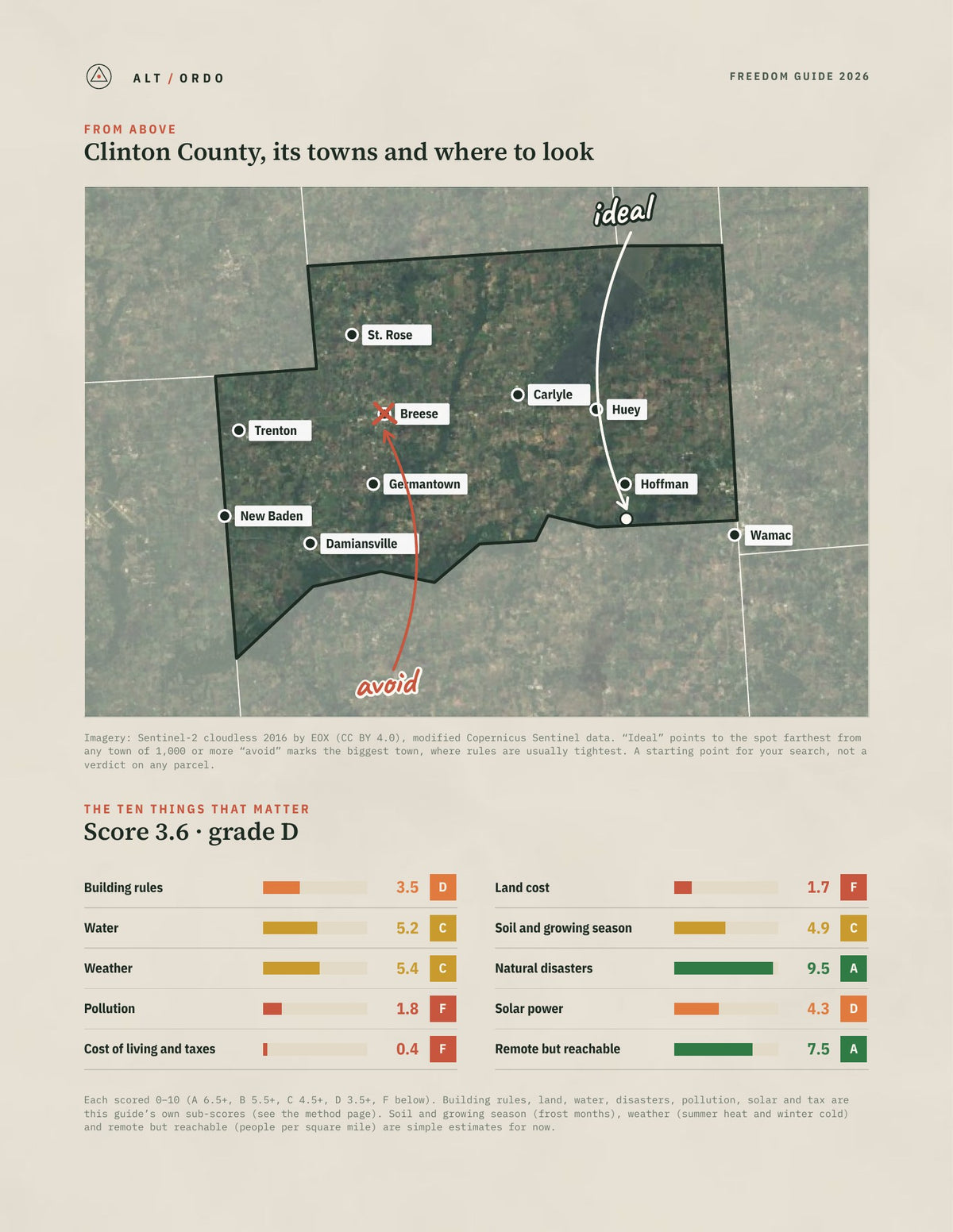 Clinton County, Illinois Off-Grid Guide 2026 from above