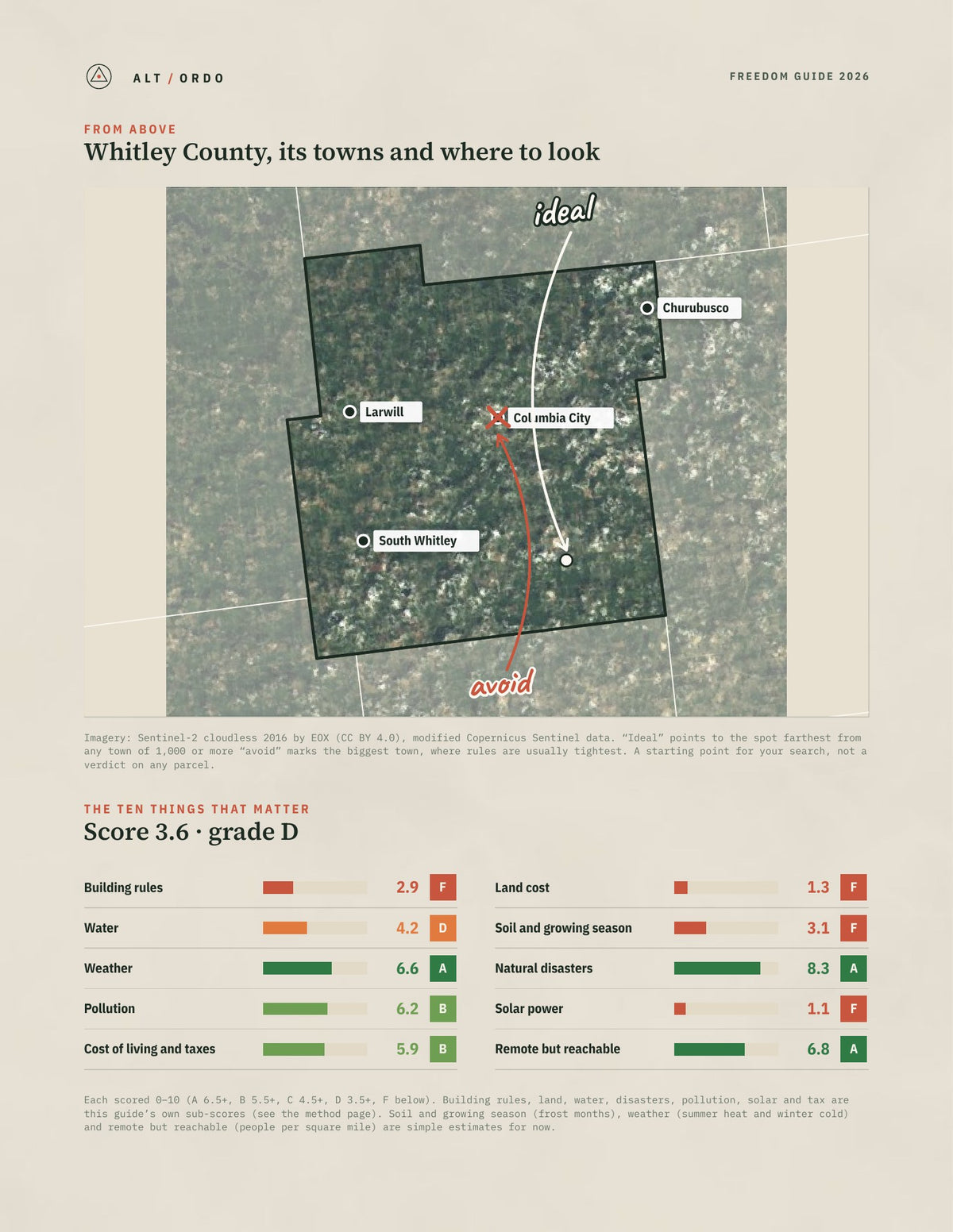 Whitley County, Indiana Off-Grid Guide 2026 from above
