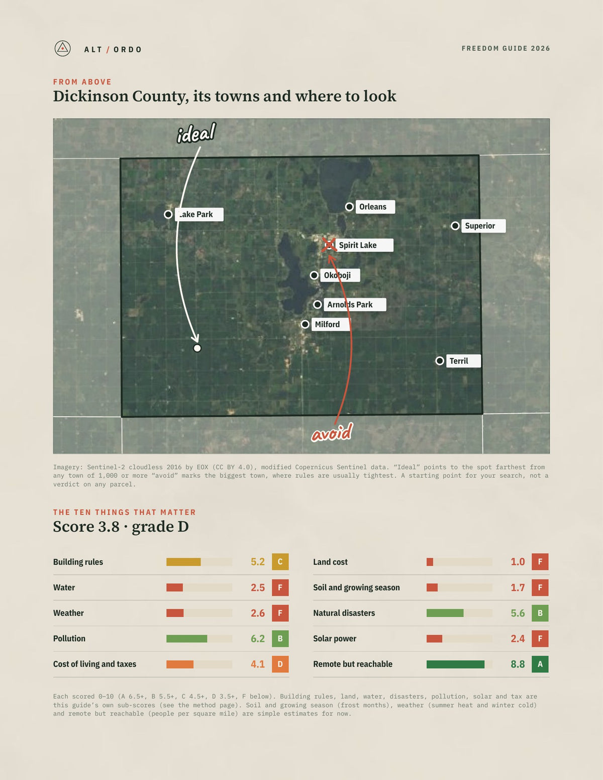 Dickinson County, Iowa Off-Grid Guide 2026 from above