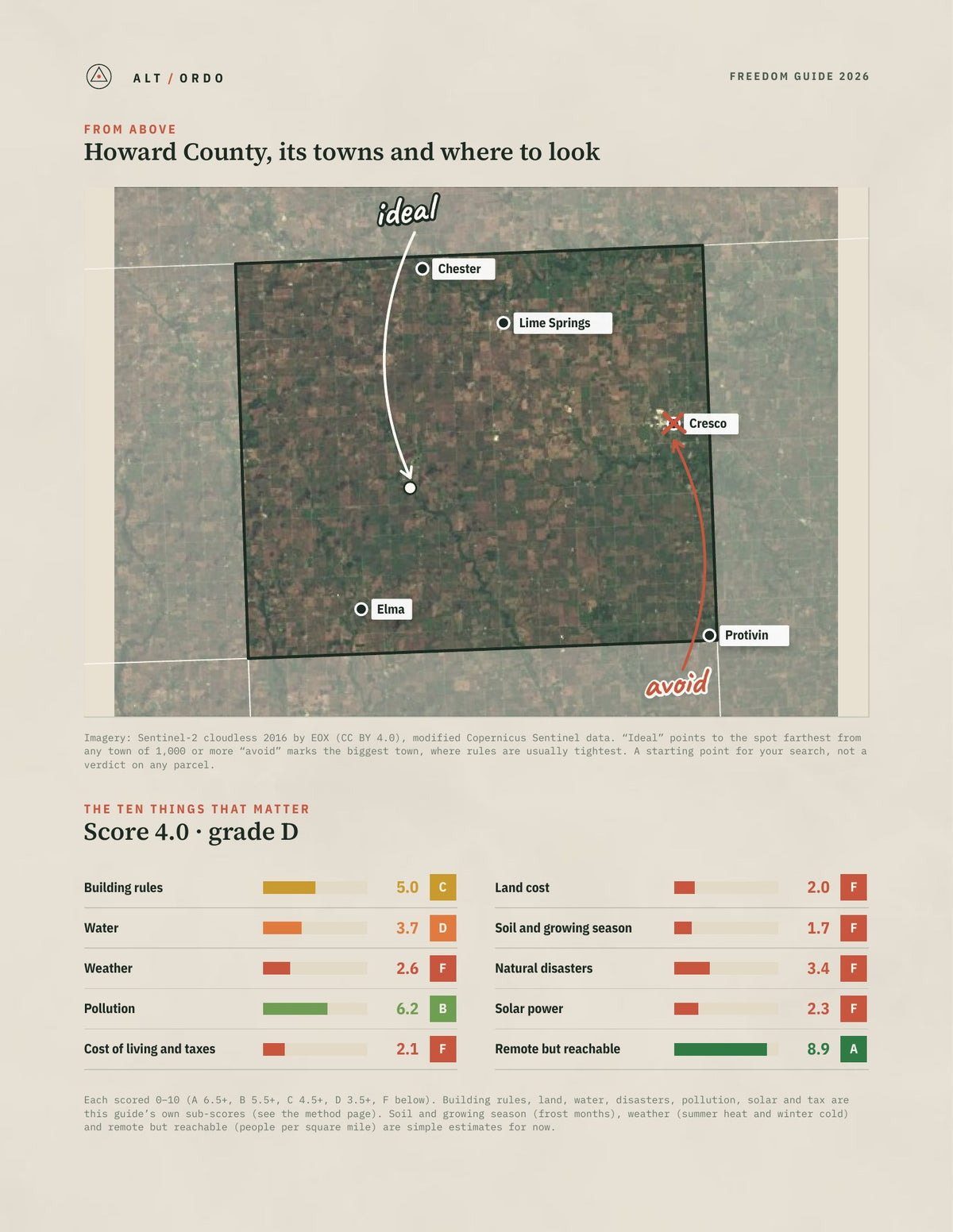 Howard County, Iowa Off-Grid Guide 2026 from above