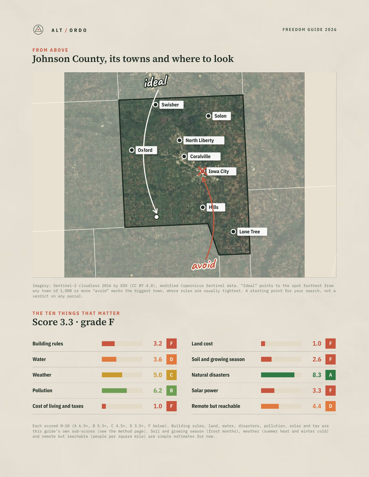 Johnson County, Iowa Off-Grid Guide 2026 from above