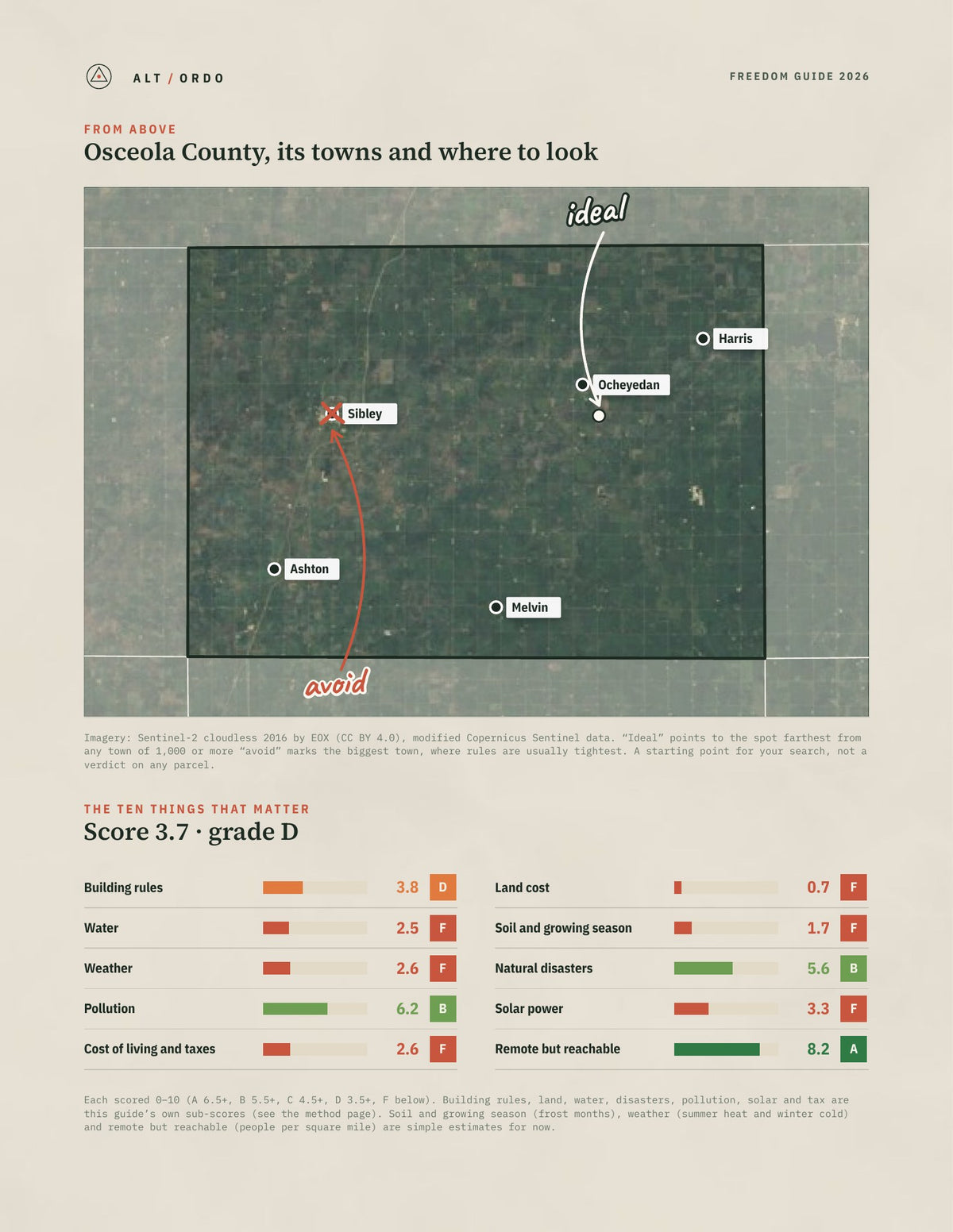 Osceola County, Iowa Off-Grid Guide 2026 from above