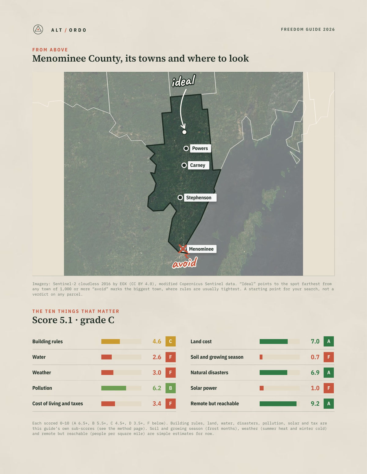 Menominee County, Michigan Off-Grid Guide 2026 from above