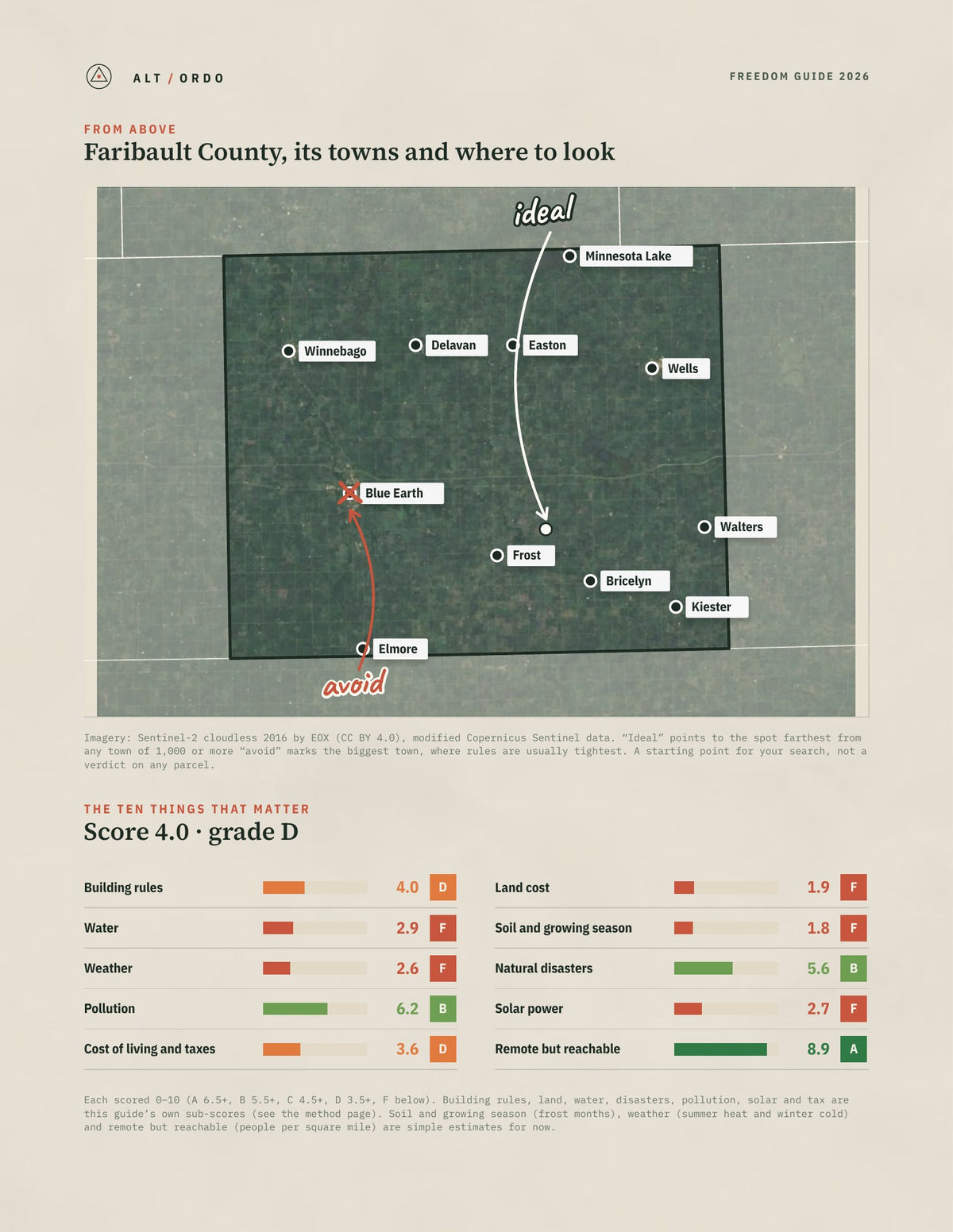Faribault County, Minnesota Off-Grid Guide 2026 from above