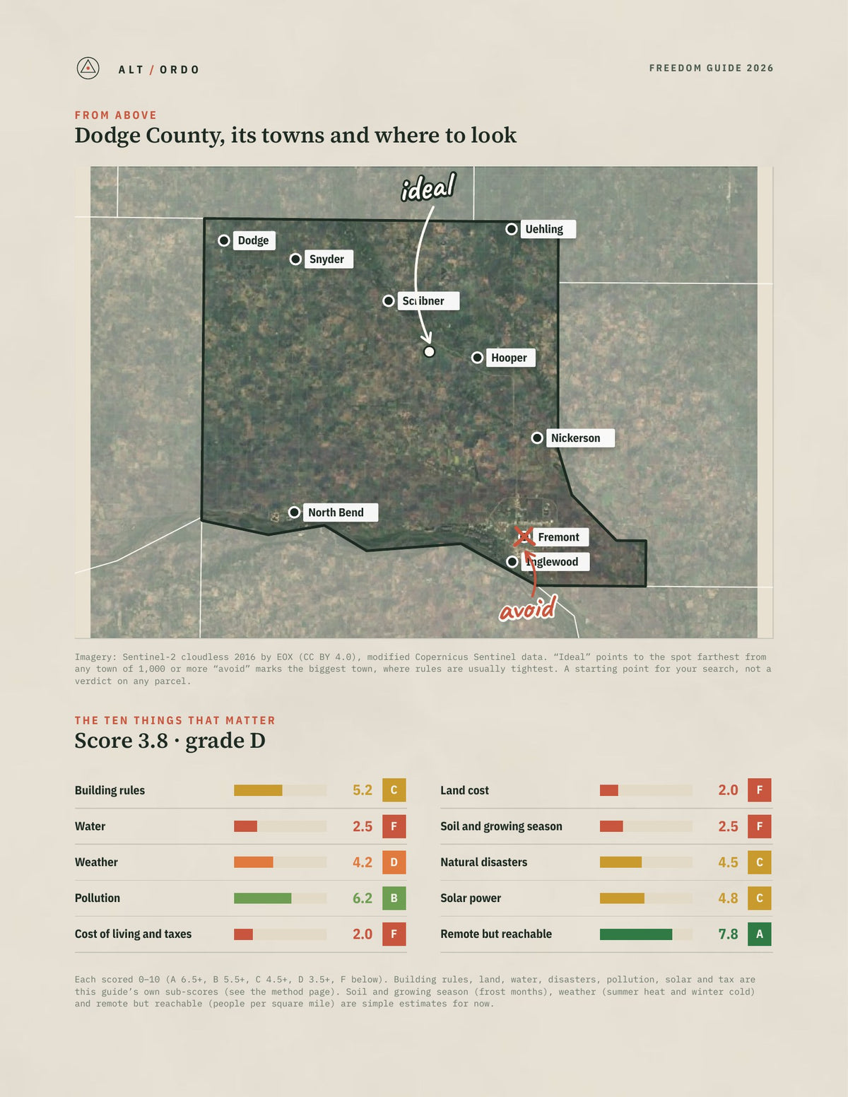 Dodge County, Nebraska Off-Grid Guide 2026 from above