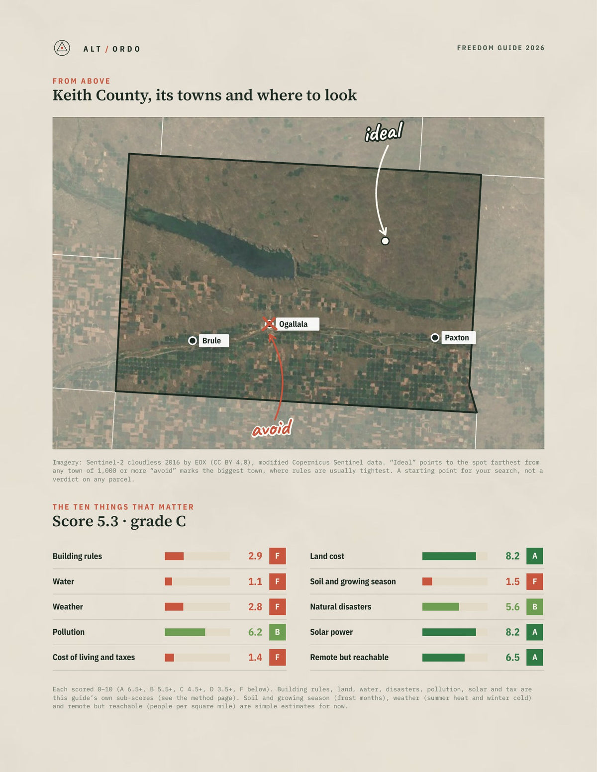 Keith County, Nebraska Off-Grid Guide 2026 from above