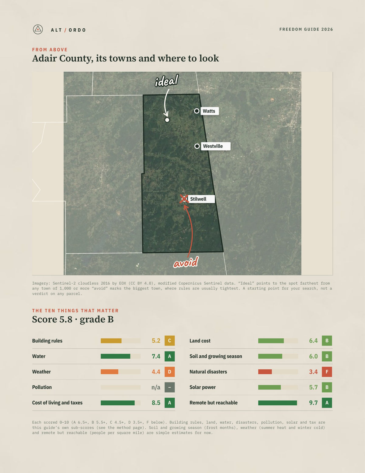 Adair County, Oklahoma Off-Grid Guide 2026 from above