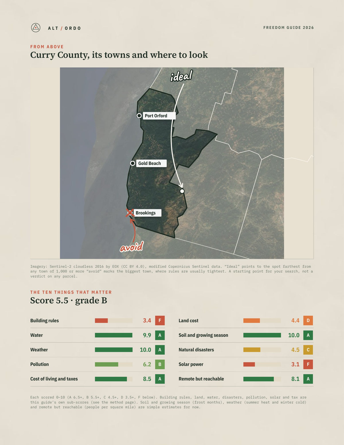 Curry County, Oregon Off-Grid Guide 2026 from above