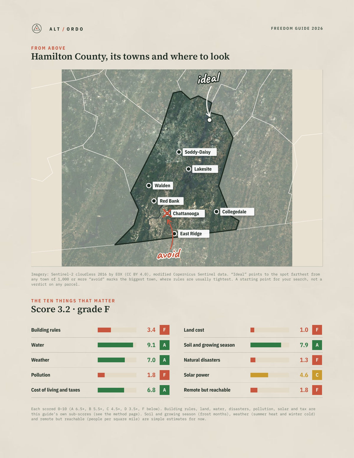 Hamilton County, Tennessee Off-Grid Guide 2026 from above