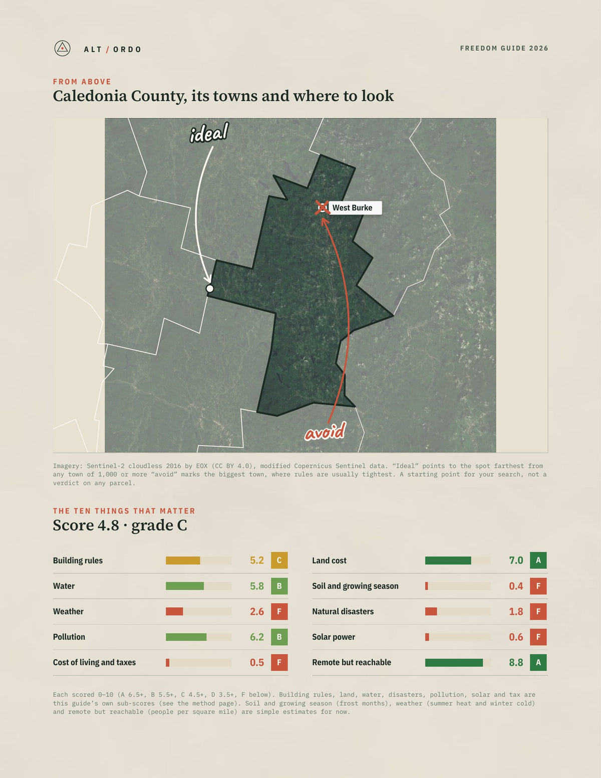 Caledonia County, Vermont Off-Grid Guide 2026 from above