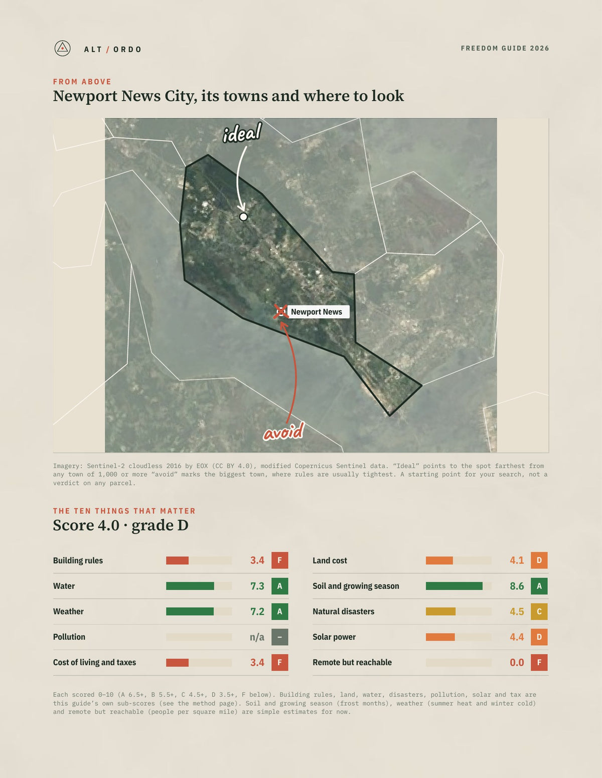 Newport News City, Virginia Off-Grid Guide 2026 from above