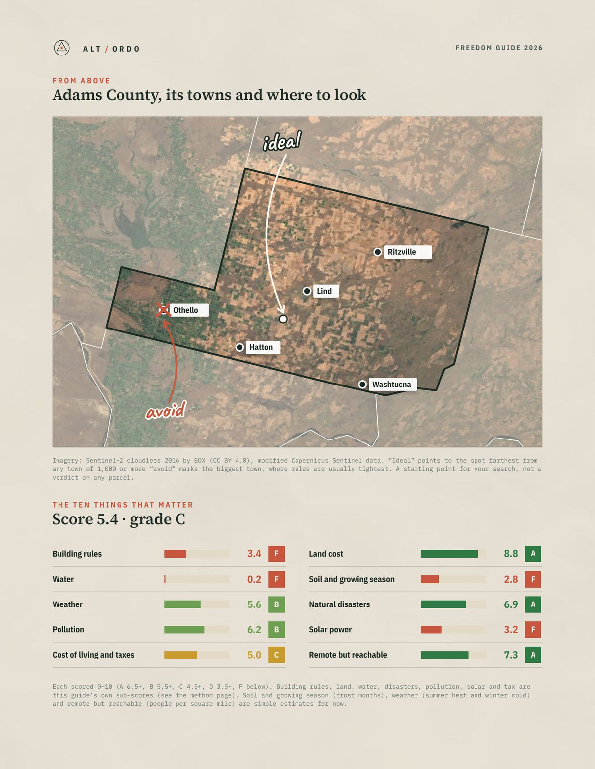 Adams County, Washington Off-Grid Guide 2026 from above